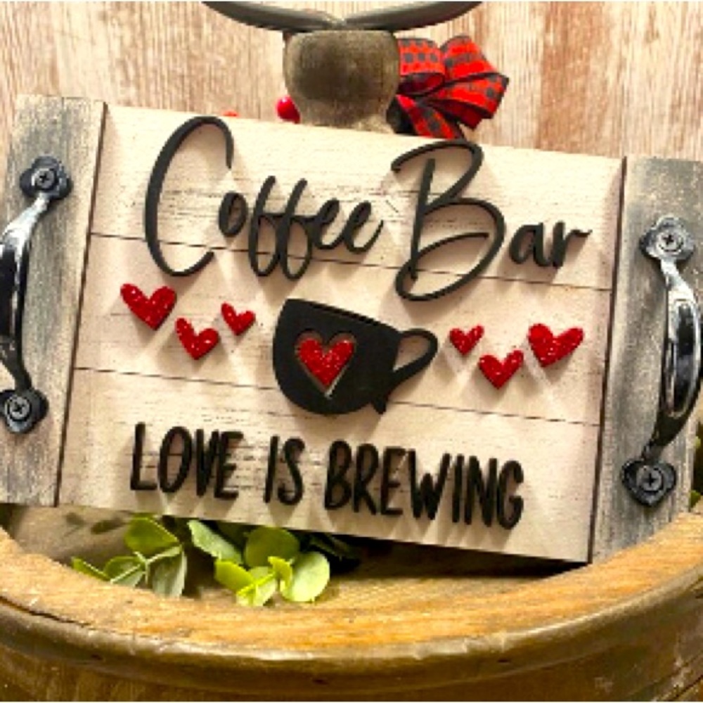Coffee bar mini faux serving tray|farmhous NEW